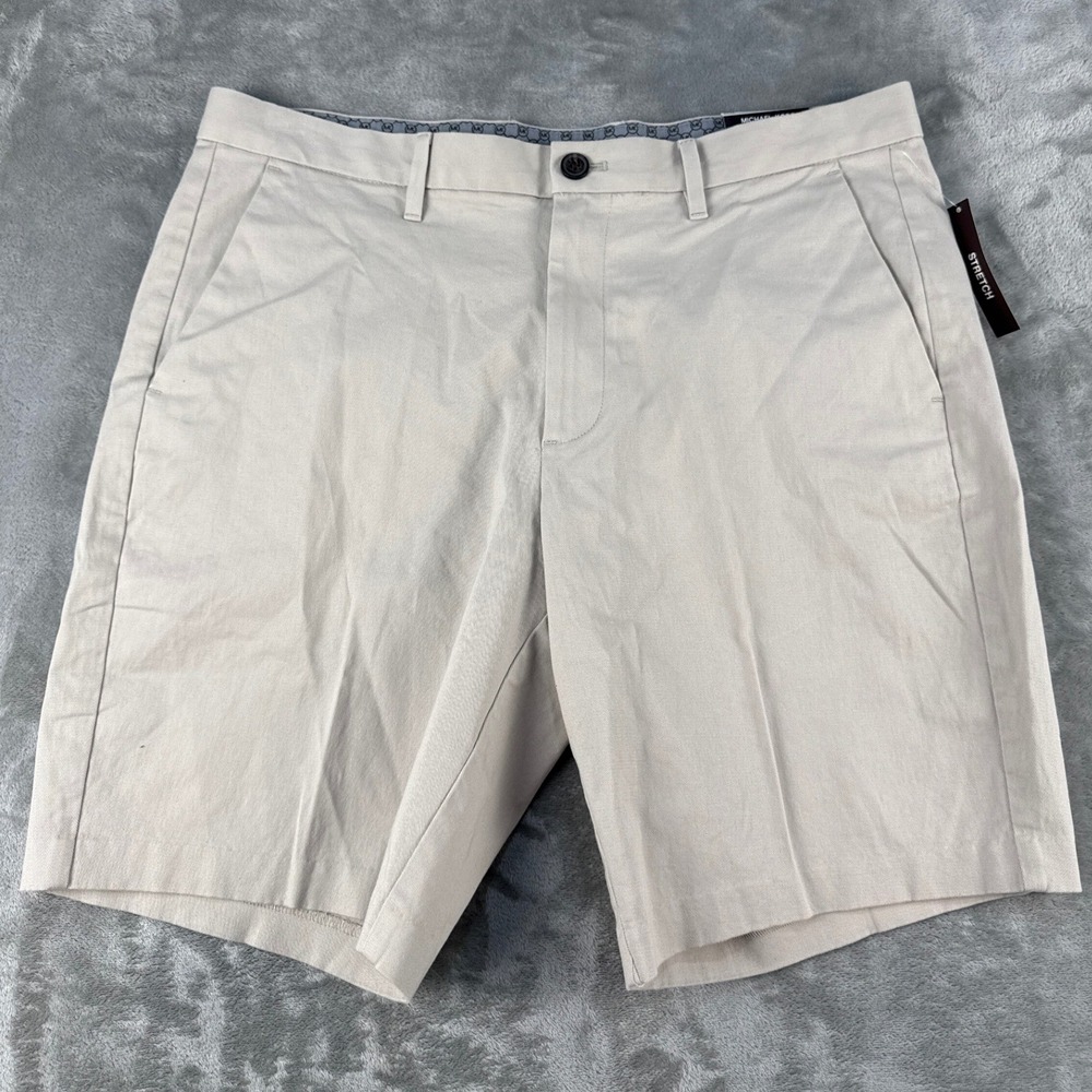 Michael Kors Shorts Mens 33 KS5301JHW1 Stone Stretch Flat Front NEW